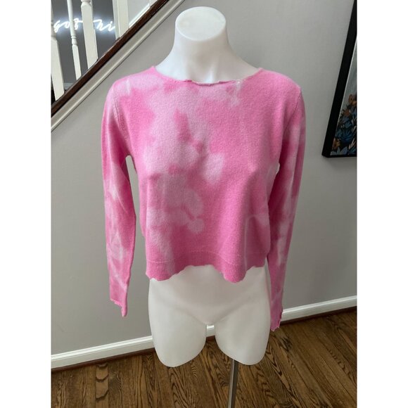 LoveShackFancy Shane Tie Dye Wool Cashmere Cropped Sweater Pink Size XS - Picture 3 of 7